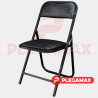Silla plegable acojinada en esmalte vinil negro