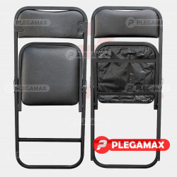  Silla plegable acojinada en esmalte vinil negro
