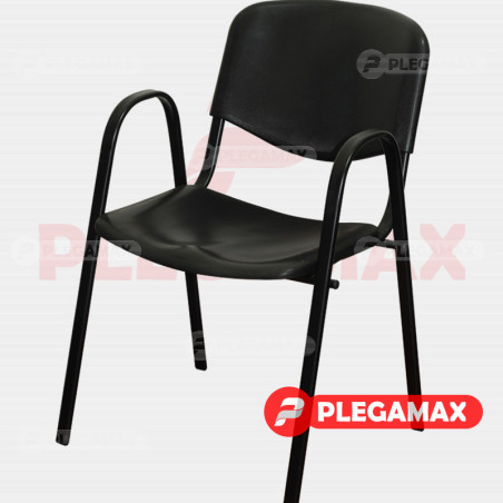 Silla de visita ISO con brazos de plastico negro Silla de visita ISO con brazos de plastico negro