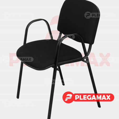 Silla de visita ISO con brazos acojinada tapiz tela negro Silla de visita ISO con brazos acojinada tapiz tela negro