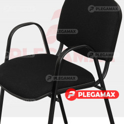  Silla de visita ISO con brazos acojinada tapiz tela negro