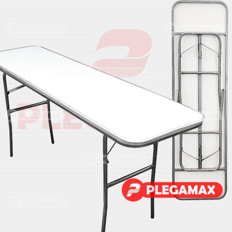 Mesa hotelera rectangular plegable 180x50 fibra de vidrio