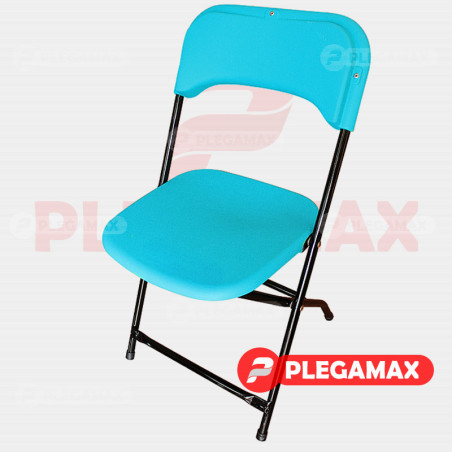 Silla infantil plegable de plastico azul claro