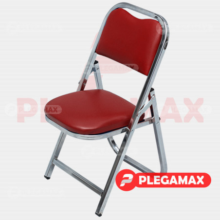 Silla infantil plegable acojinada en cromo vinil rojo