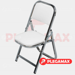 Silla infantil plegable acojinada en cromo vinil blanco