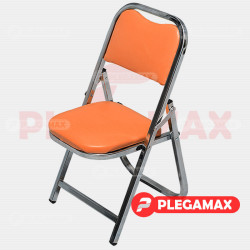 Silla infantil plegable acojinada en cromo vinil naranja