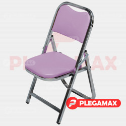 Silla infantil plegable acojinada en cromo vinil lila