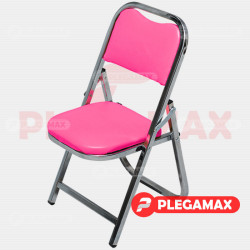 Silla infantil plegable acojinada en cromo vinil fiusha