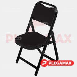 Silla infantil plegable acojinada en esmalte vinil negro