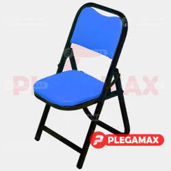 Silla infantil plegable acojinada en esmalte vinil azul