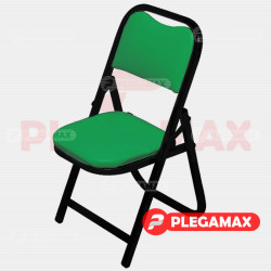 Silla infantil plegable acojinada en esmalte vinil verde