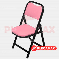 Silla infantil plegable acojinada en esmalte vinil rosa claro