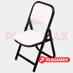Silla infantil plegable acojinada en esmalte vinil blanco