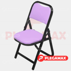 Silla infantil plegable acojinada en esmalte vinil lila