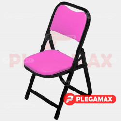 Silla infantil plegable acojinada en esmalte vinil fiusha